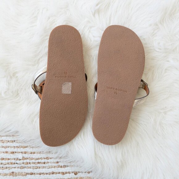 EUC TORY BURCH MILLER CLOUD SANDAL METALLIC GOLD CORK FOOTBED SZ 9.5 - Picture 5 of 11